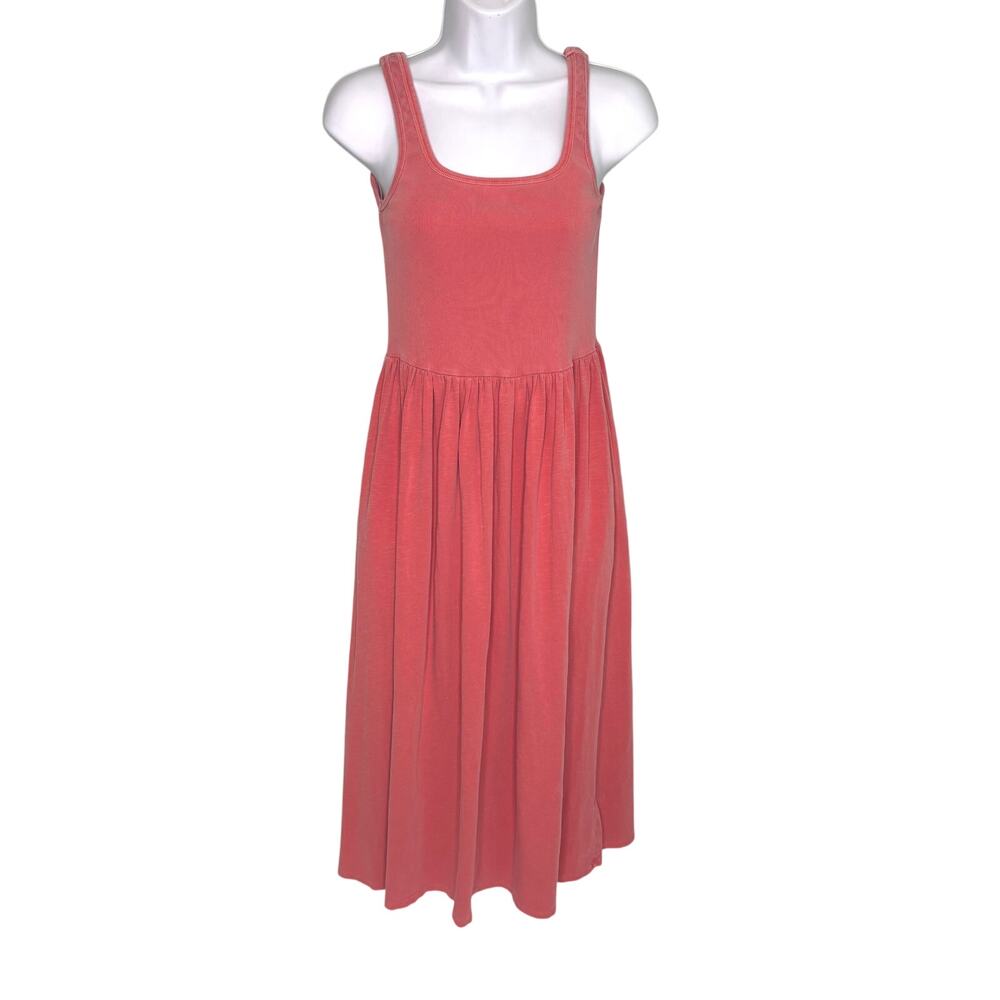 Sundry Midi Sleeveless Scoop Neck Tank Cotton Dress in Dusty Pink 1